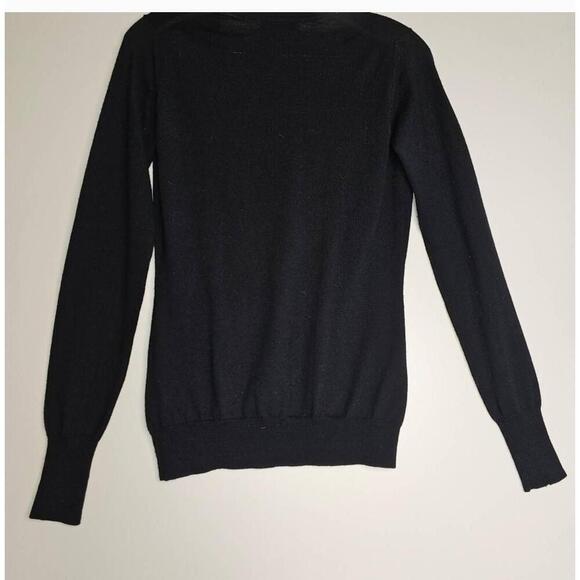 Burberry Black Scoopneck Long Sleeve Wool Pullover Sweater Small - Picture 4 of 11